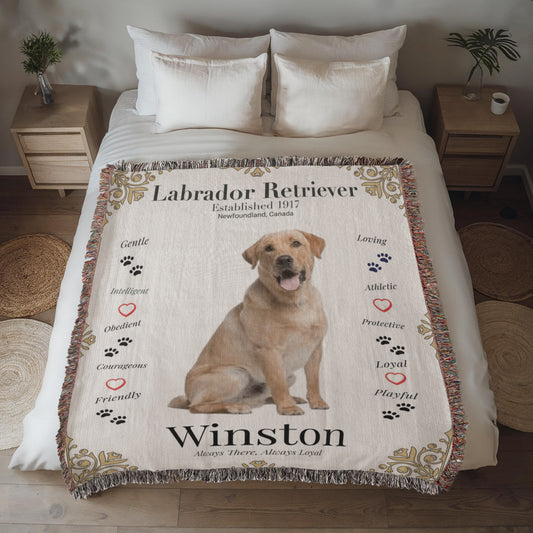 πΎ My Little Buddie Heirloom Woven Blanket β Labrador Retriever - Gold Frame