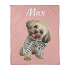 Custom AI Pet Portrait Fleece Blanket - Personalized Dog Photo Blanket