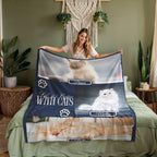 Personalized Multi-Cat Photo Blanket - Custom Cat Collage Fleece Blanket - 2-5 Cats Names & Photos