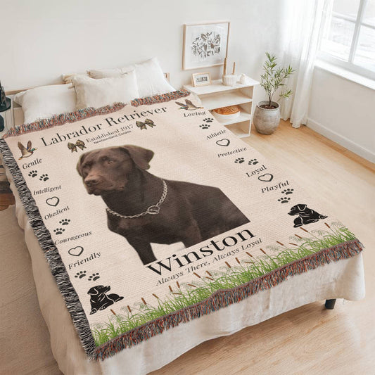 🐾 My Little Buddie Heirloom Woven Blanket – Labrador Retriever - Hunter