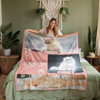 Personalized Multi-Cat Photo Blanket - Custom Cat Collage Fleece Blanket - 2-5 Cats Names & Photos