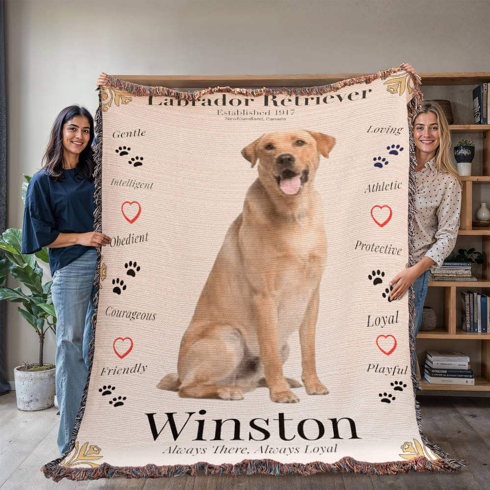 🐾 My Little Buddie Heirloom Woven Blanket – Labrador Retriever - Gold Frame