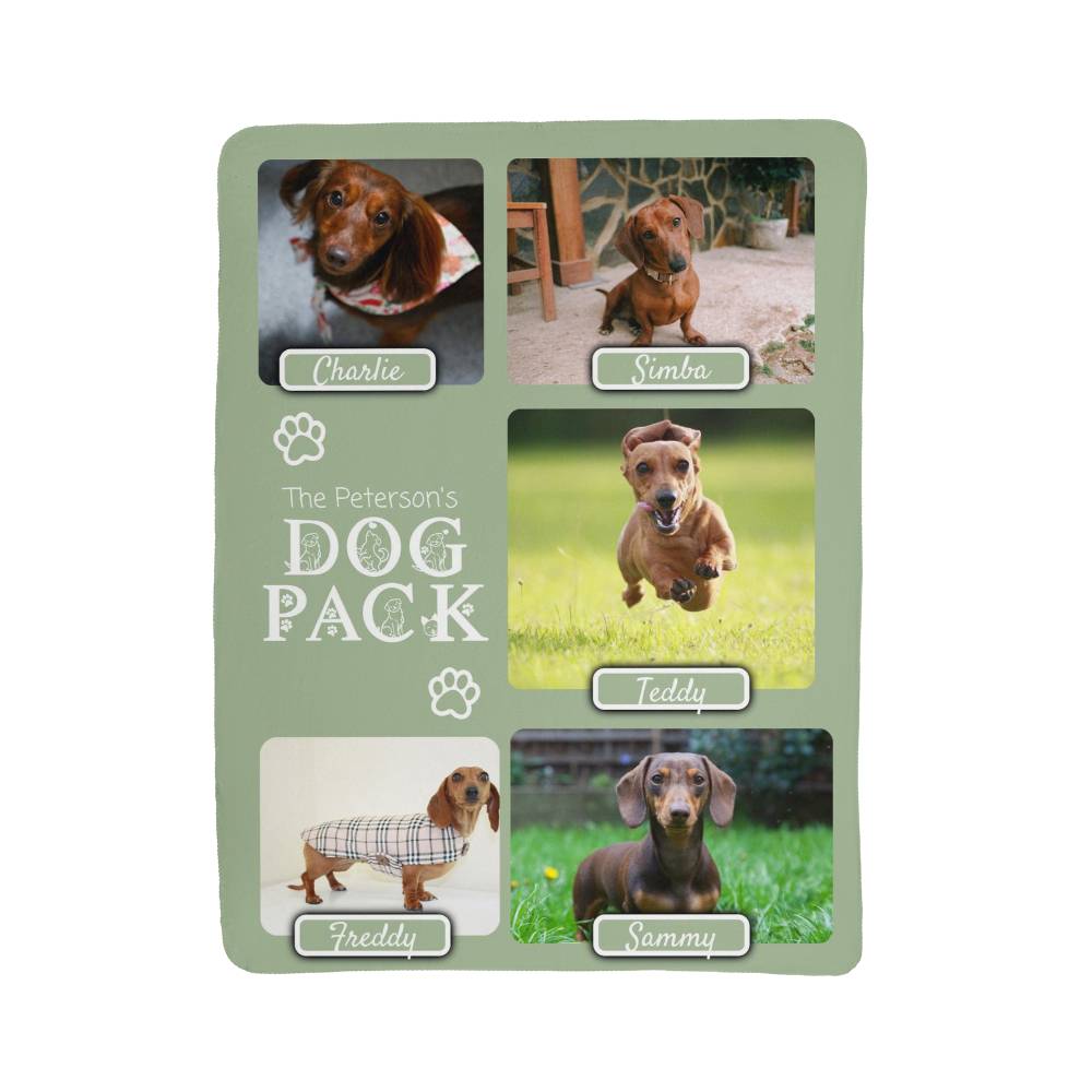 🐾  "The Dog Pack" Personalized Photo Collage - sherpa blanket
