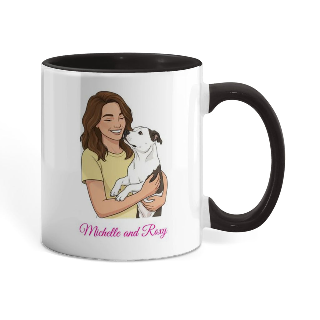 Personalized Dog Mom Coffee Mug – "Hot Girls Rescue Dogs" Custom Illustration with Mom & Dog