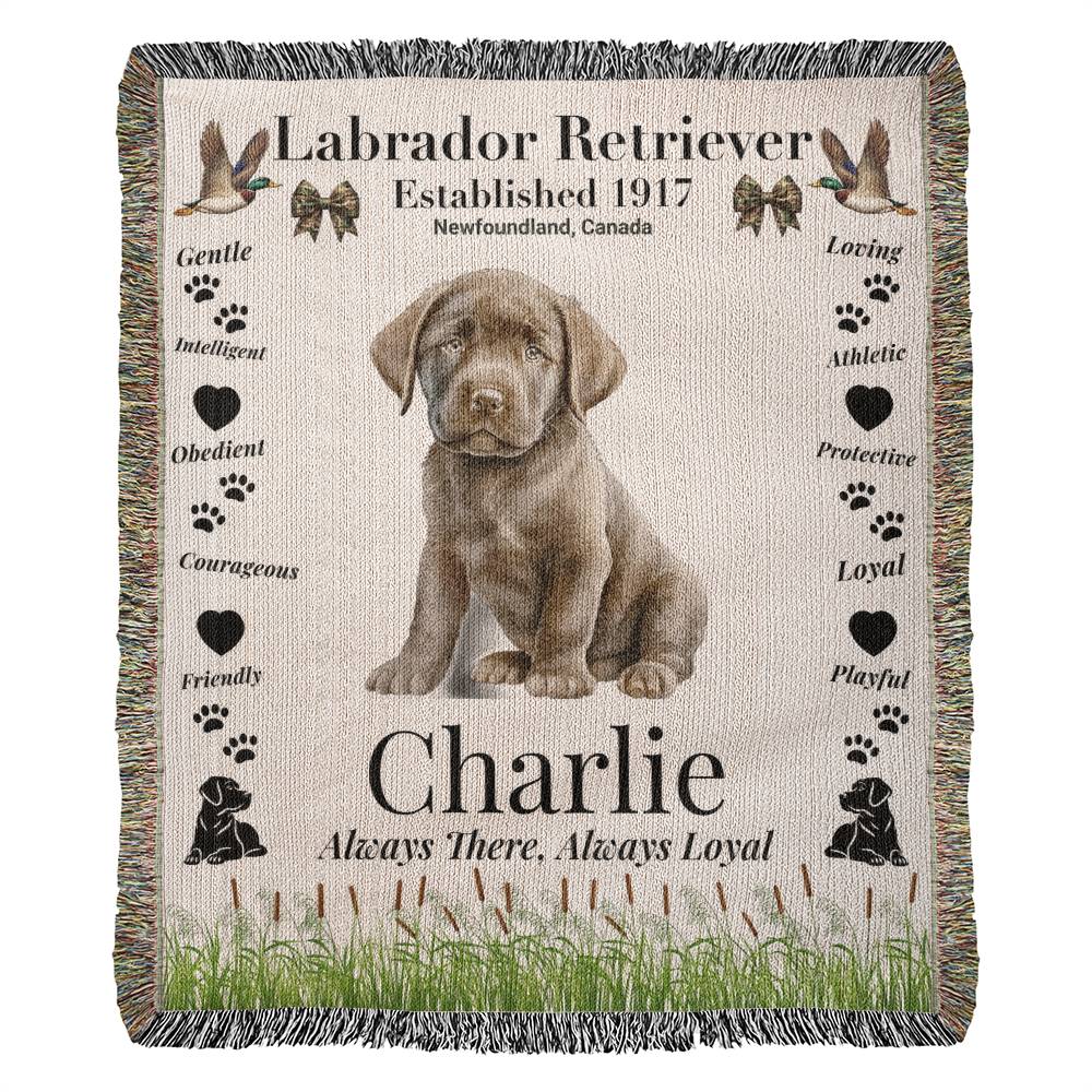 🐾 Woven Blanket – Labrador Retriever - Hunter