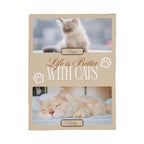 Personalized Multi-Cat Photo Blanket - Custom Cat Collage Fleece Blanket - 2-5 Cats Names & Photos