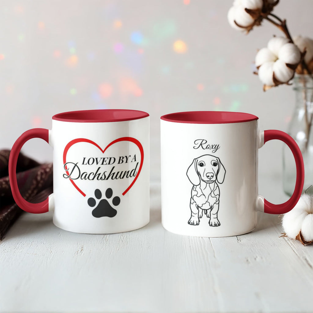 "Loved by a Dachshund" Line Drawn Pet Portrait Coffee Mug