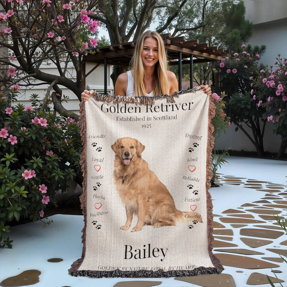 🐾 My Little Buddie Heirloom Woven Blanket – Golden Retriever Edition