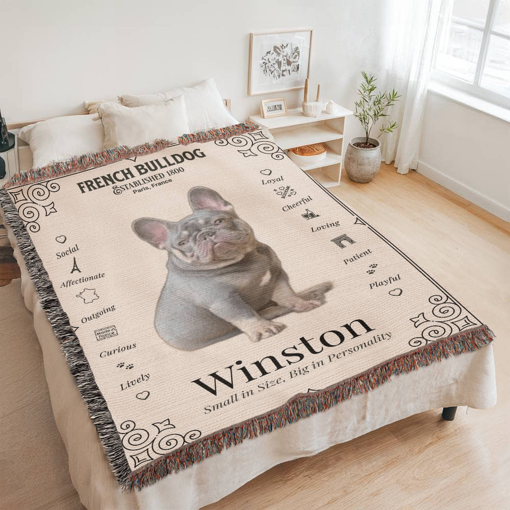 🐾 My Little Buddie Heirloom Woven Blanket – French Bulldog Edition - Doodle