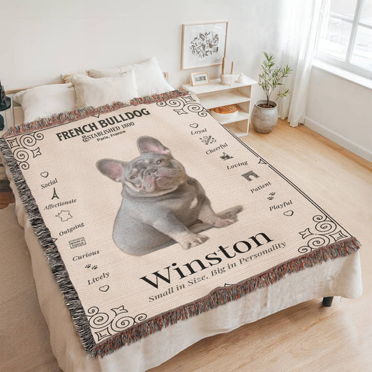 🐾 My Little Buddie Heirloom Woven Blanket – French Bulldog Edition - Doodle