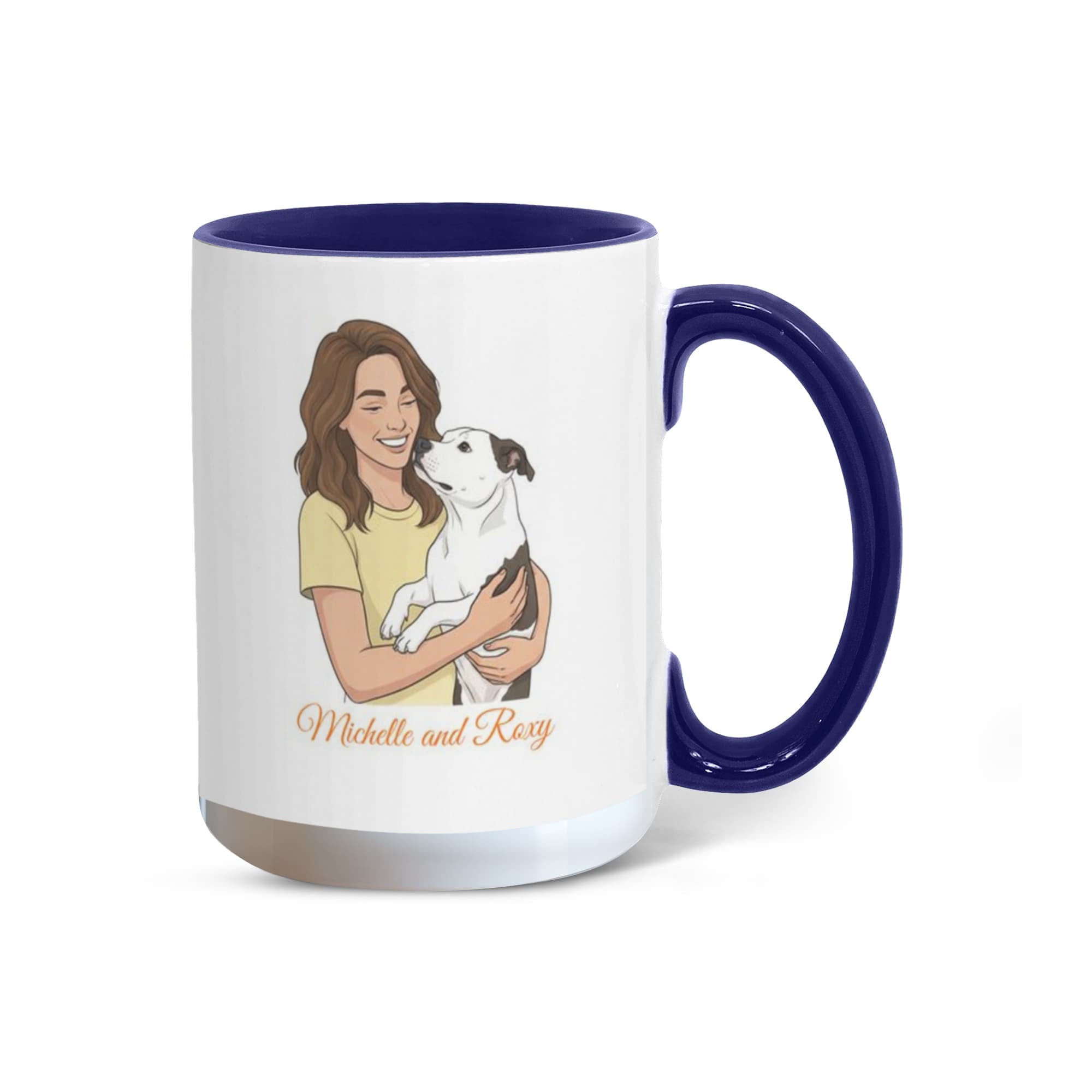 Personalized Dog Mom Coffee Mug – "Hot Girls Rescue Dogs" Custom Illustration with Mom & Dog