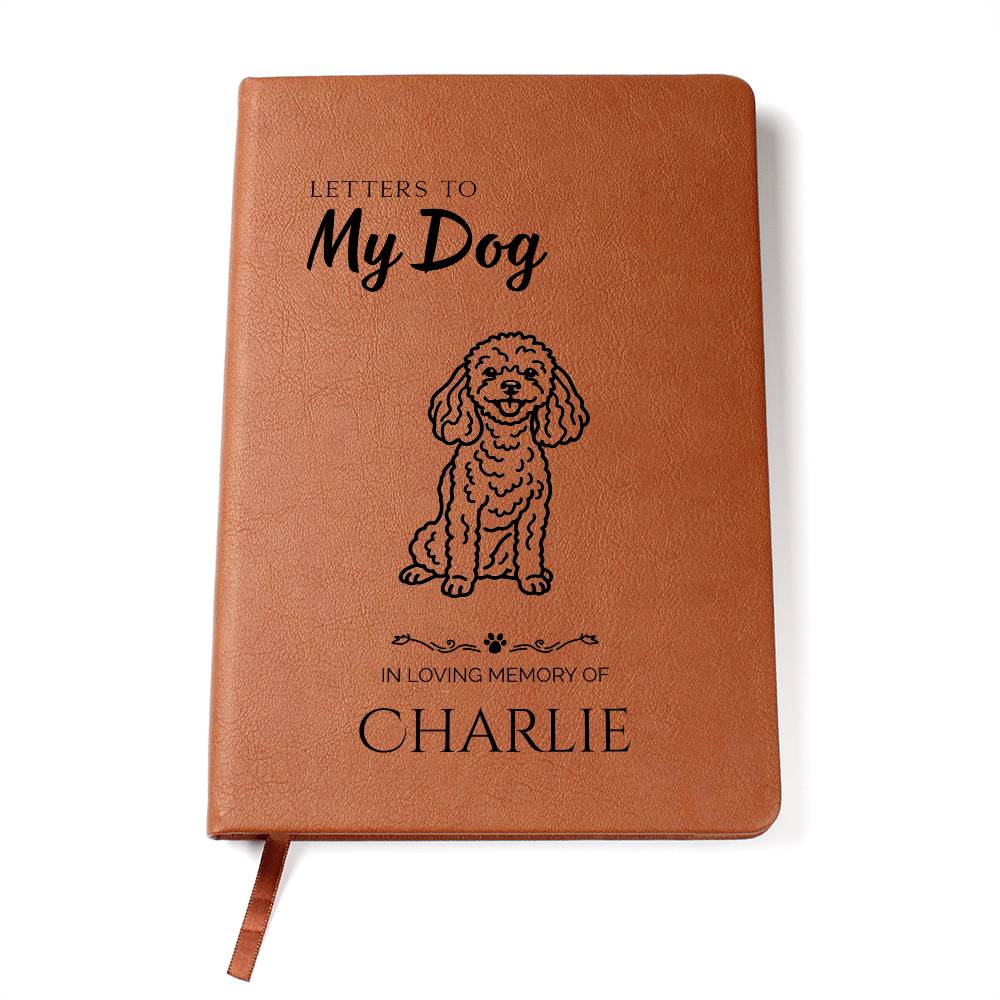 Personalized Dog Journal – Custom Line Art Pet Portrait | Vegan Leather Notebook