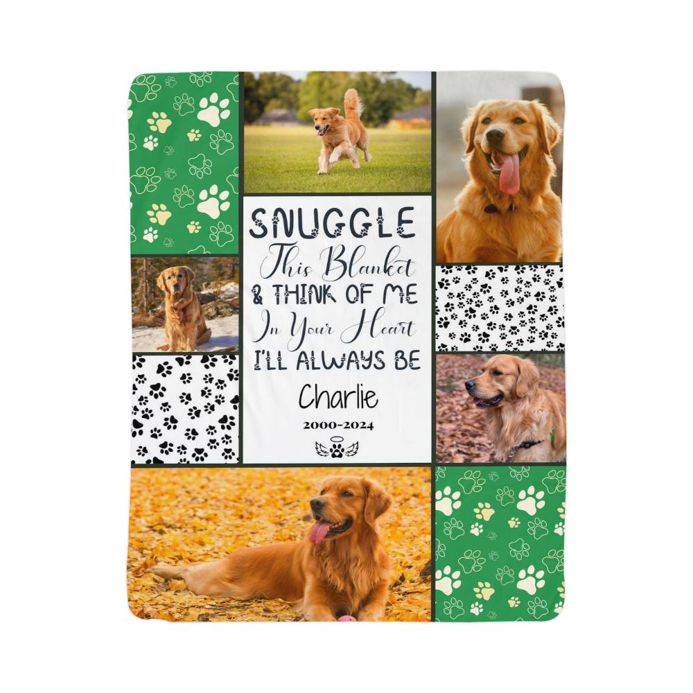 🐾 "Snuggle this blanket" Memorial - Sherpa Blanket - Personalized name and photos