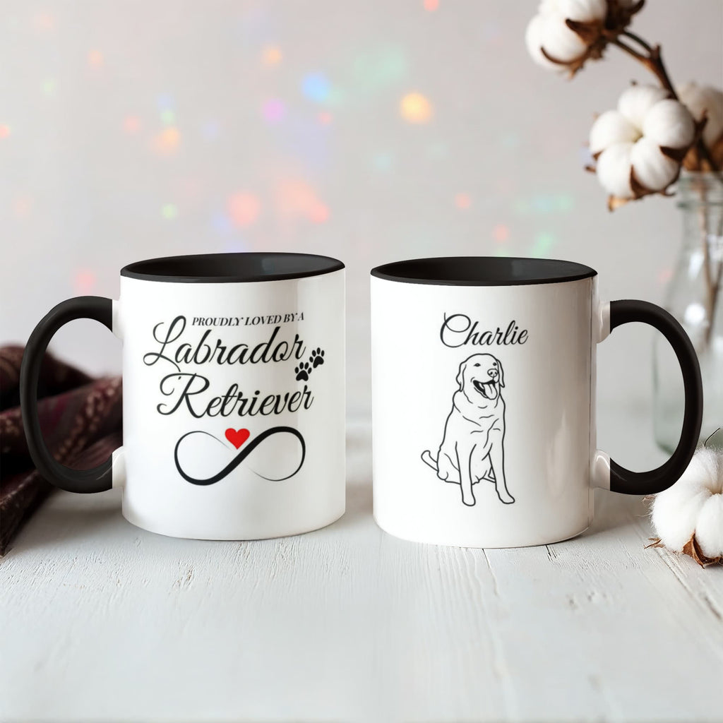 "Proudly Loved by a Labrador Retriever" line drawn Pet Portrait Coffee Mug