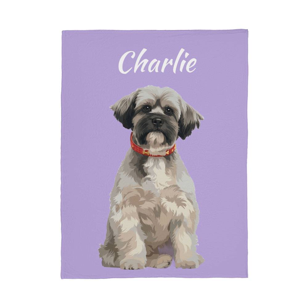 Custom AI Pet Portrait Fleece Blanket - Personalized Dog Photo Blanket