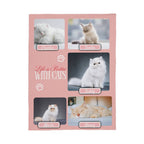 Personalized Multi-Cat Photo Blanket - Custom Cat Collage Fleece Blanket - 2-5 Cats Names & Photos
