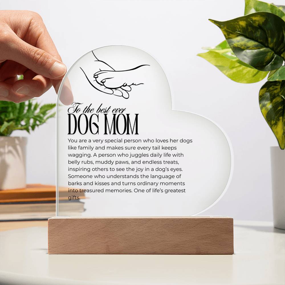 🐾To the Best Dog Mom -Acrylic Heart Plaque