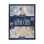 Personalized Multi-Cat Photo Blanket - Custom Cat Collage Fleece Blanket - 2-5 Cats Names & Photos