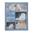 Personalized Multi-Cat Photo Blanket - Custom Cat Collage Fleece Blanket - 2-5 Cats Names & Photos