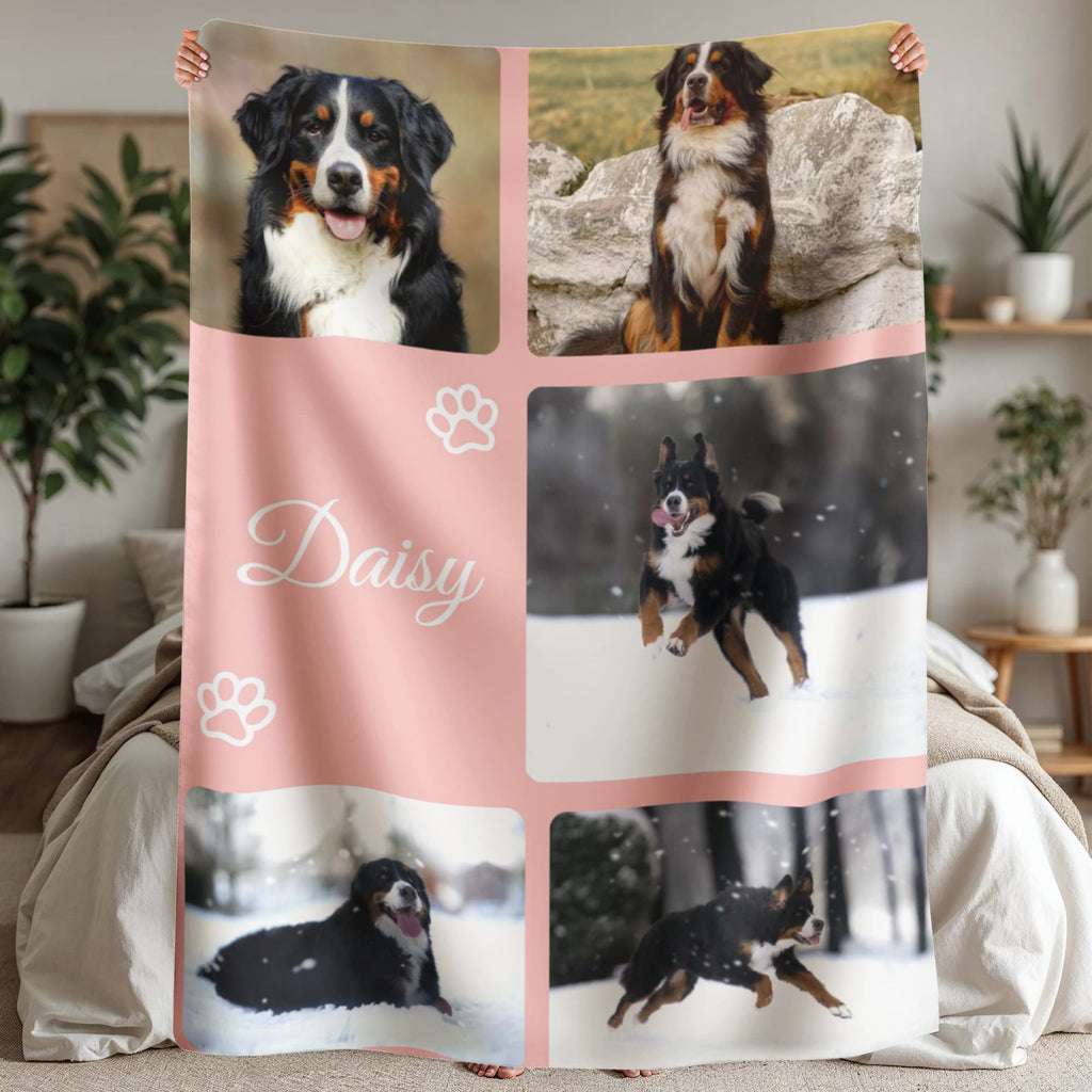 🐾  Personalized Photo Collage Blanket five photos - sherpa blanket