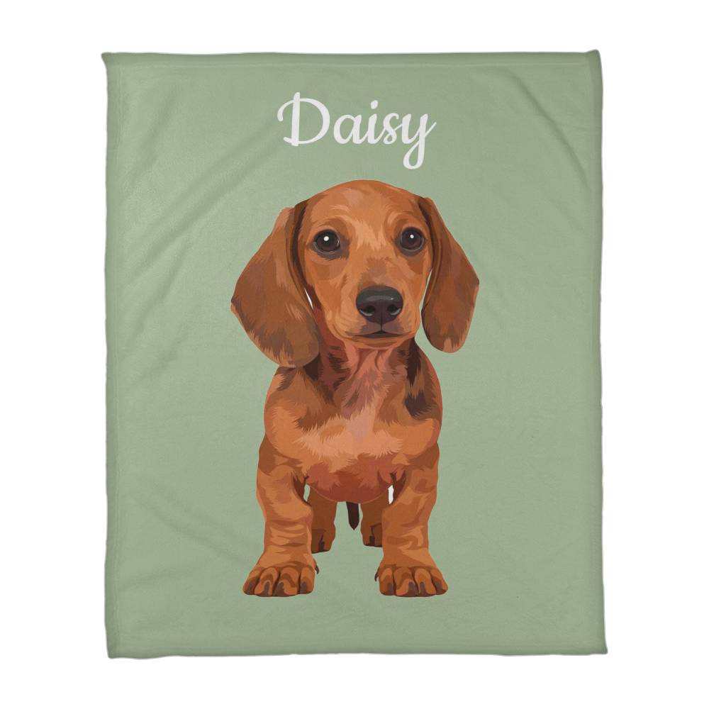 Custom AI Pet Portrait Fleece Blanket - Personalized Dog Photo Blanket