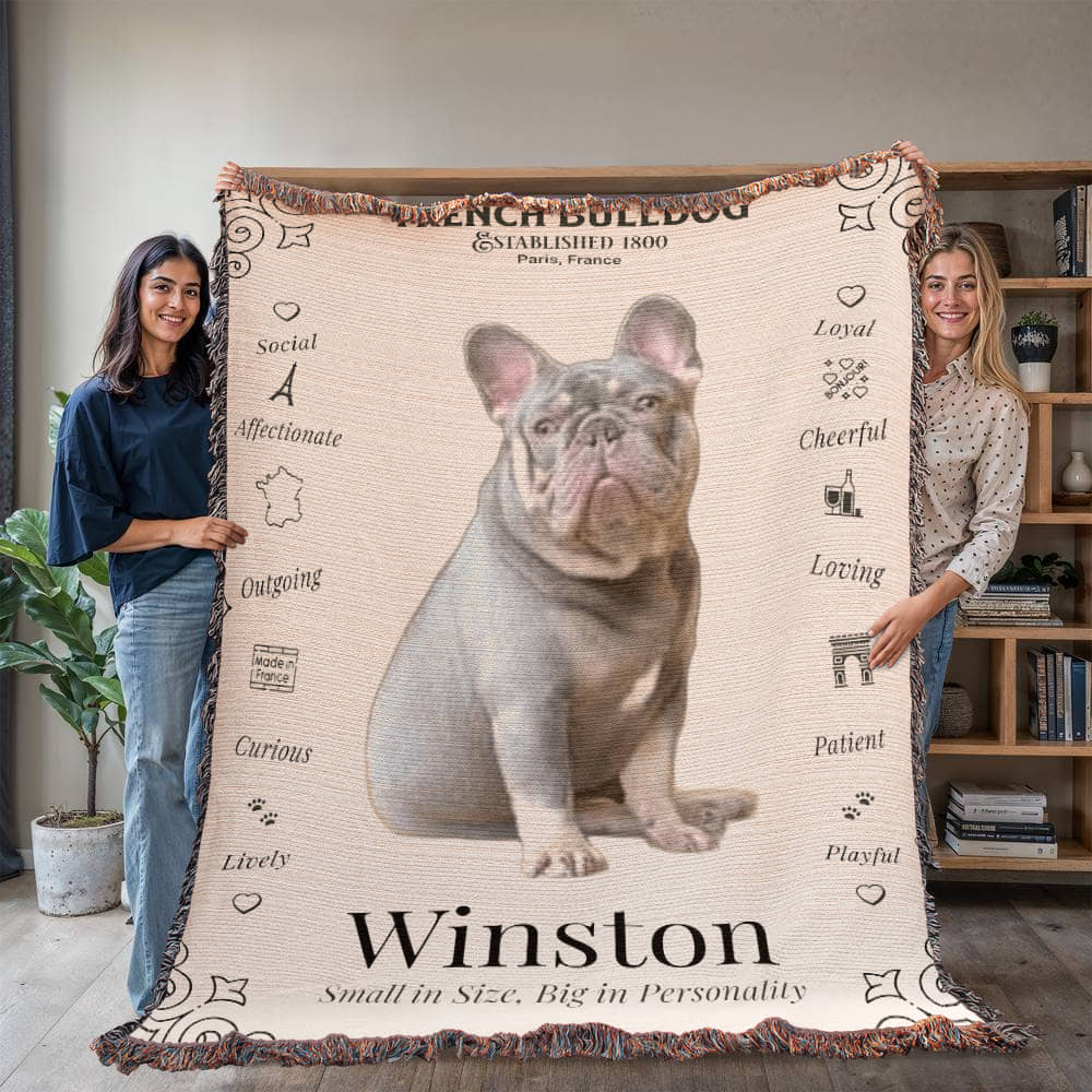 🐾 My Little Buddie Heirloom Woven Blanket – French Bulldog Edition - Doodle