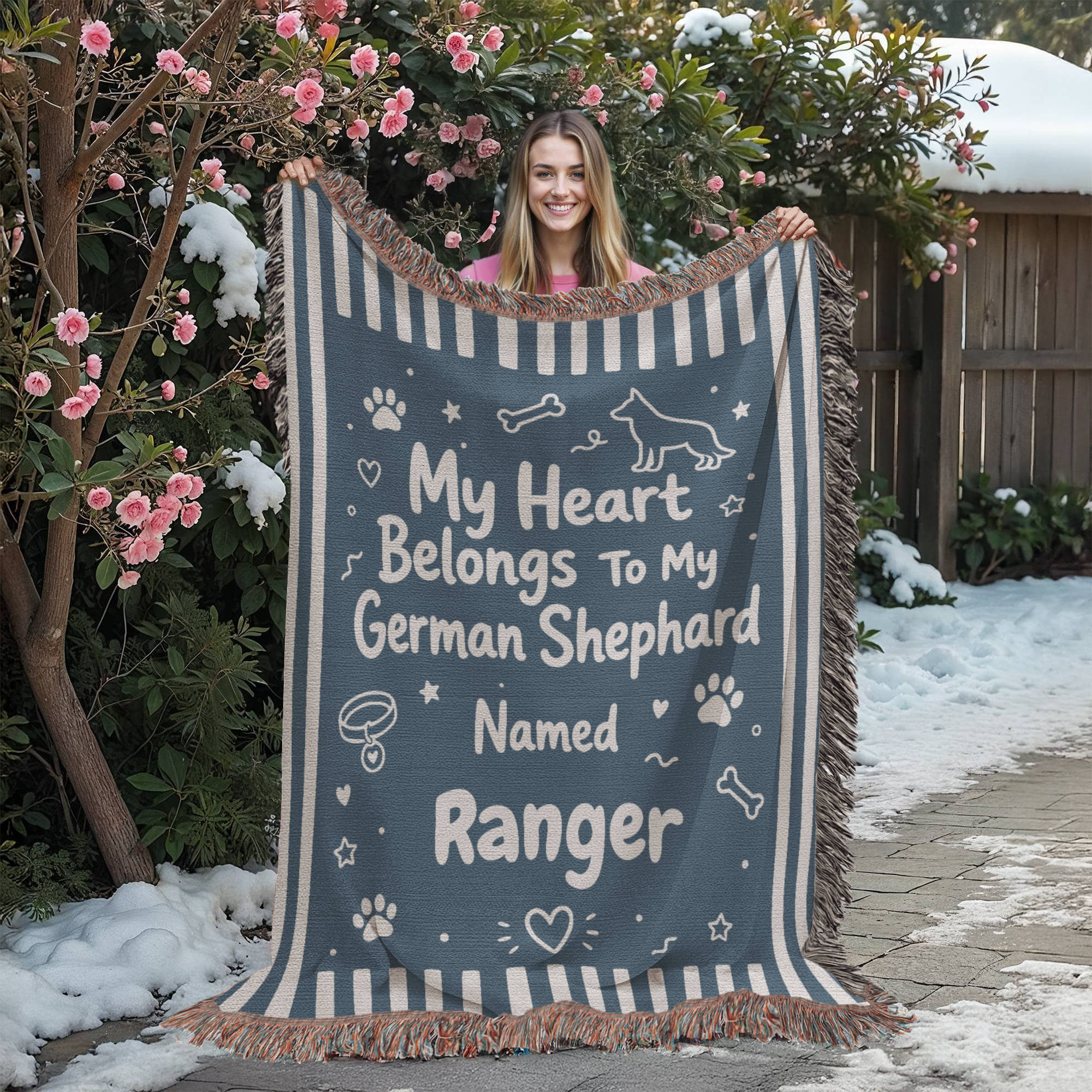 Loved by My German Shepherd Doodle – Personalized Woven Blanket