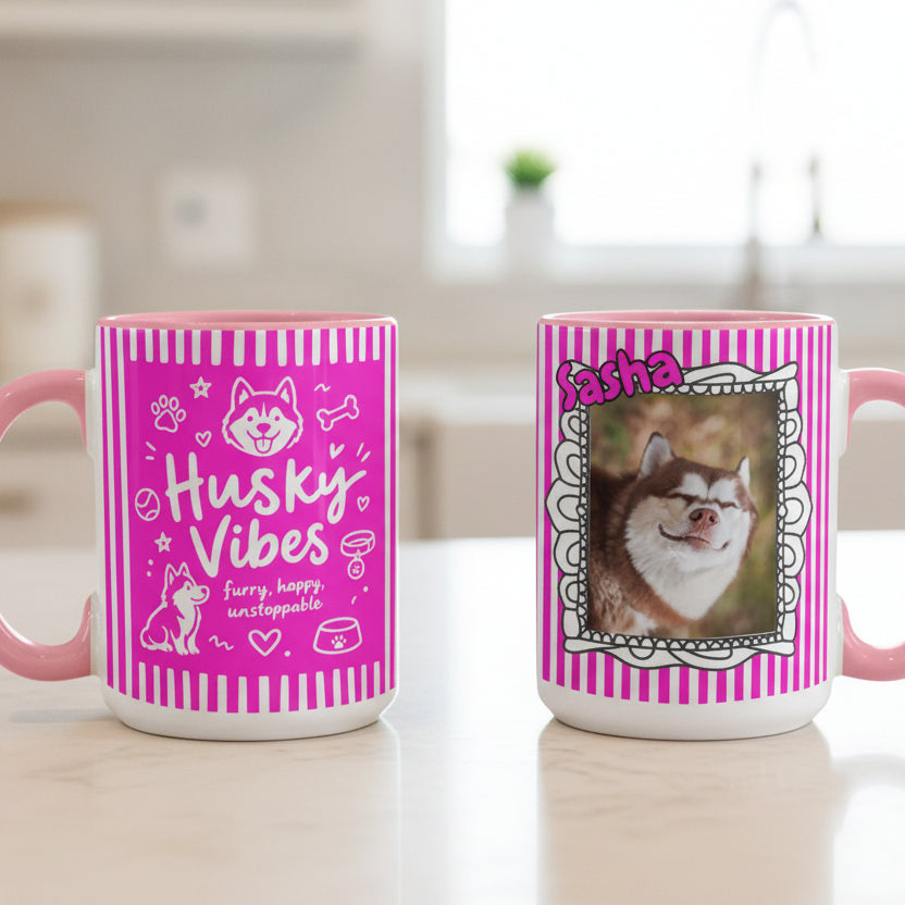 Husky Vibes – Fun Stripes Accent Mug