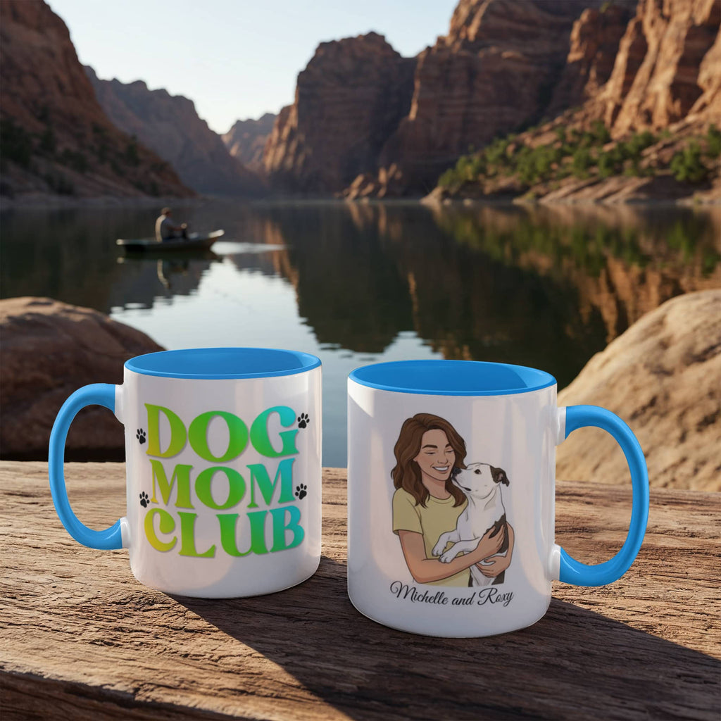 Retro Dog Mom Club Coffee Mug – Mom & Dog Illustration