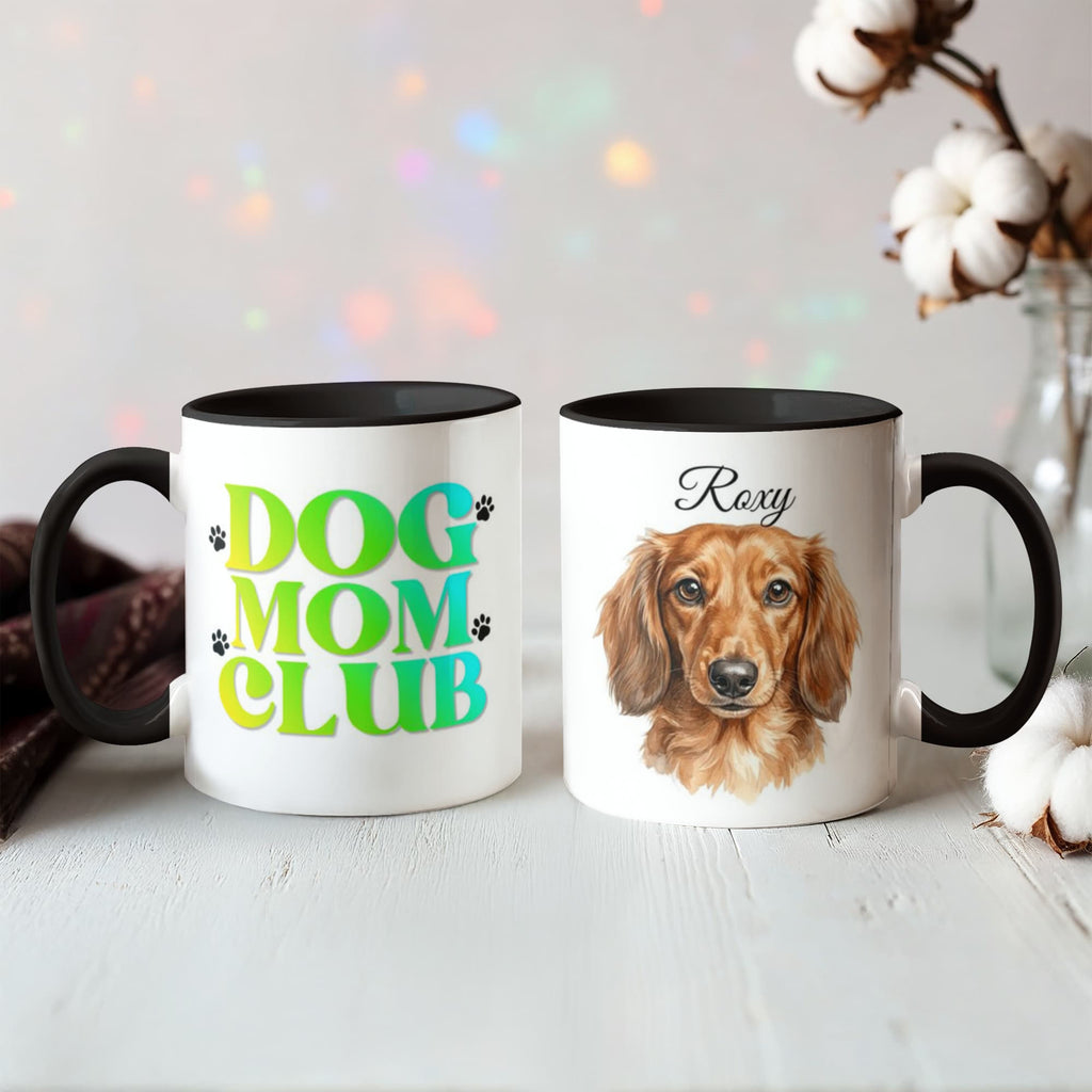 Dog Mom Club Custom Pet Portrait Coffee Mug – Watercolor Style