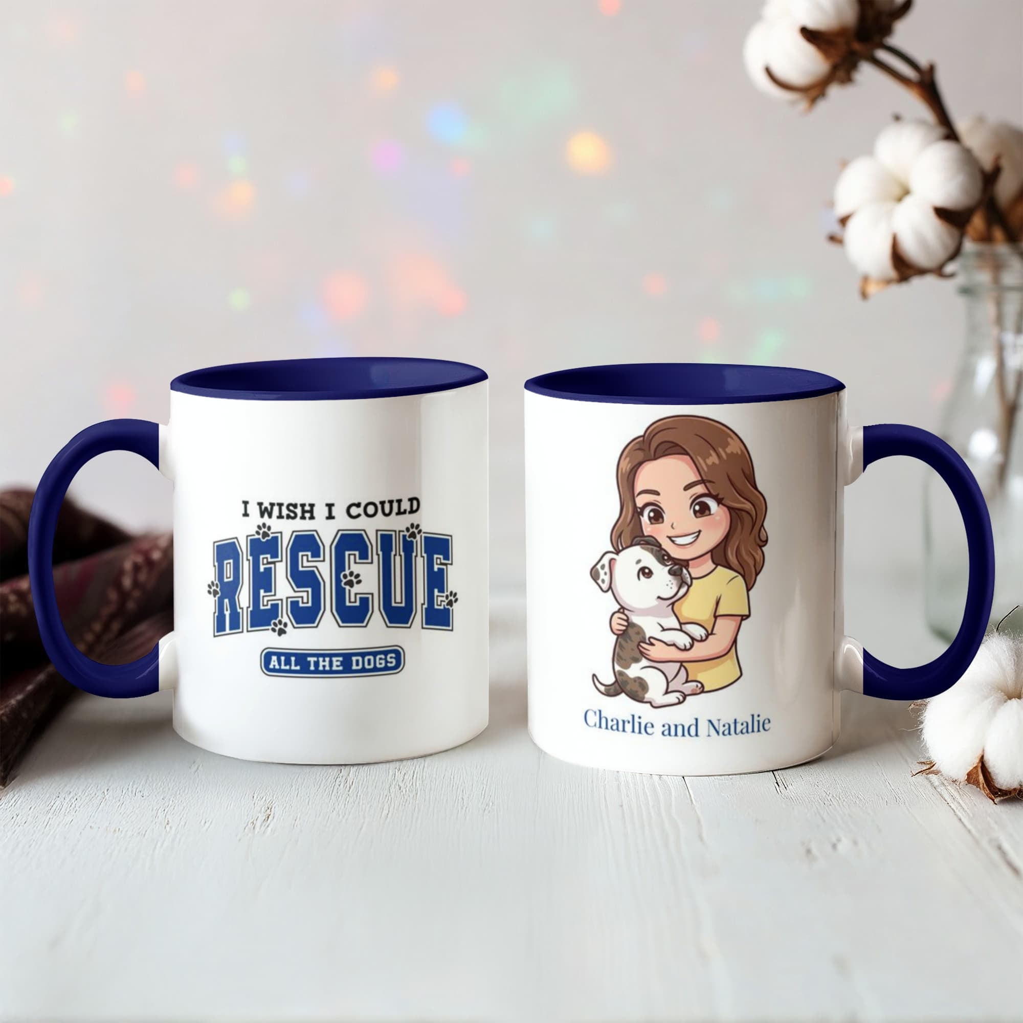I Wish I Could Rescue All the Dogs – Chibi Style Pet Portrait Coffee Mug