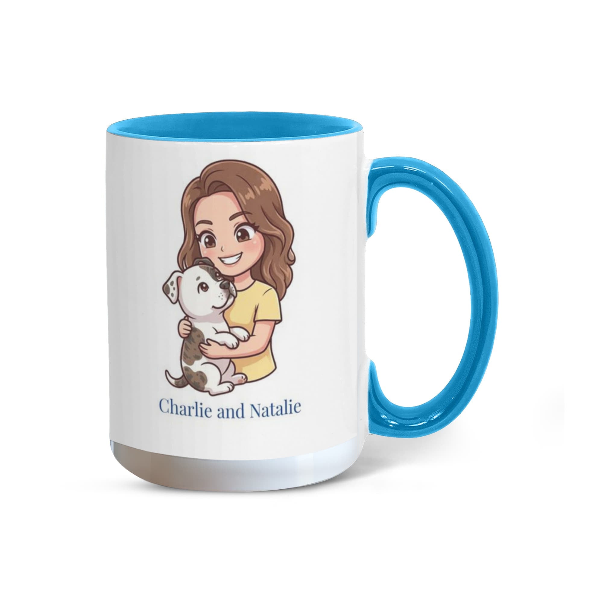 Personalized Dog Mom Coffee Mug – "Hot Girls Rescue Dogs" Chibi Style Custom Pet Portrait
