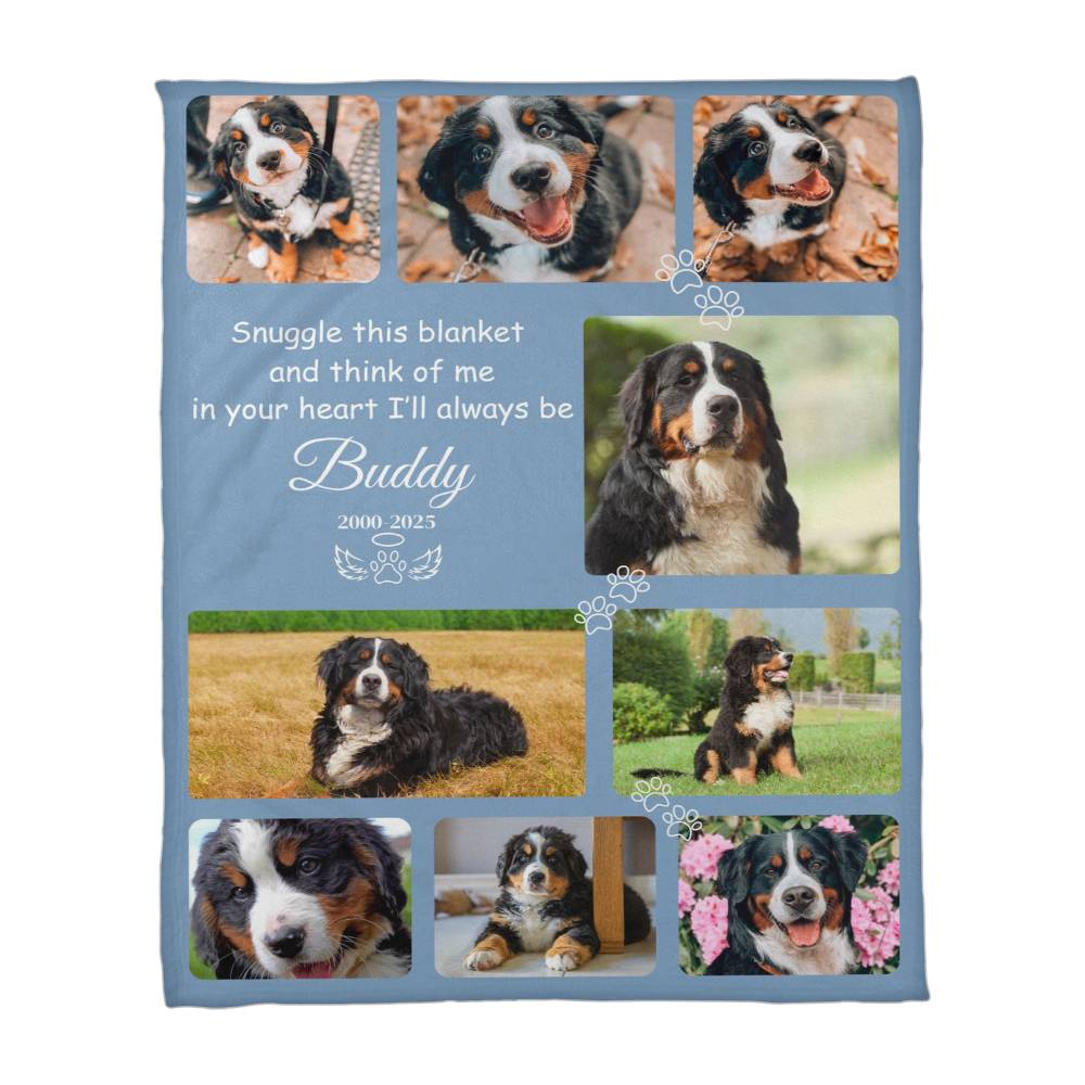 "Snuggle This Blanket and Think of Me" - Pet Memorial Fleece Blanket