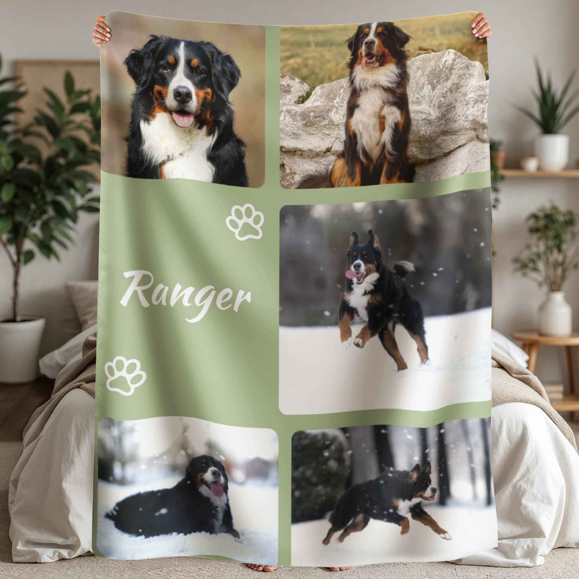 🐾  Personalized Photo Collage Blanket five photos - sherpa blanket