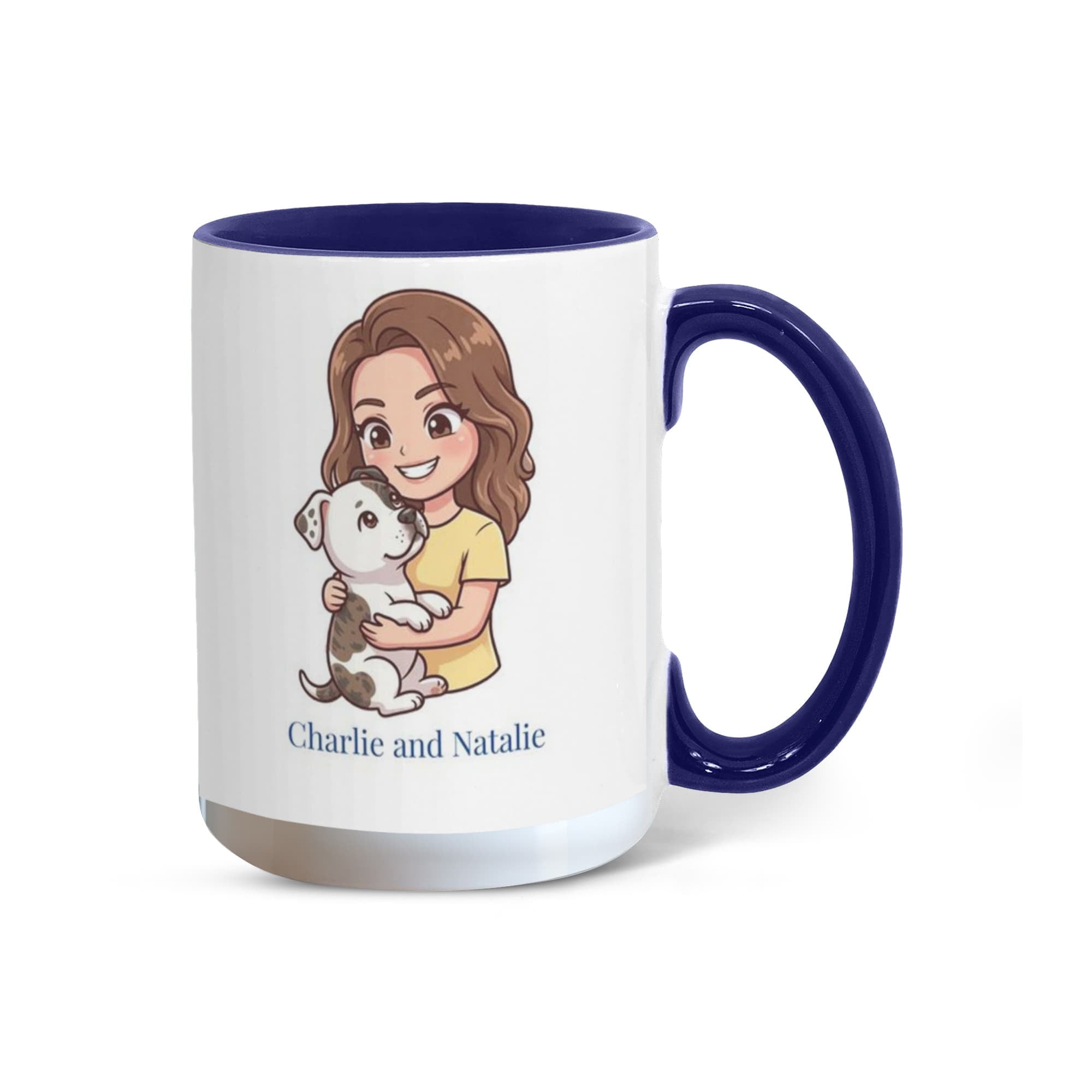 Personalized Dog Mom Coffee Mug – "Hot Girls Rescue Dogs" Chibi Style Custom Pet Portrait