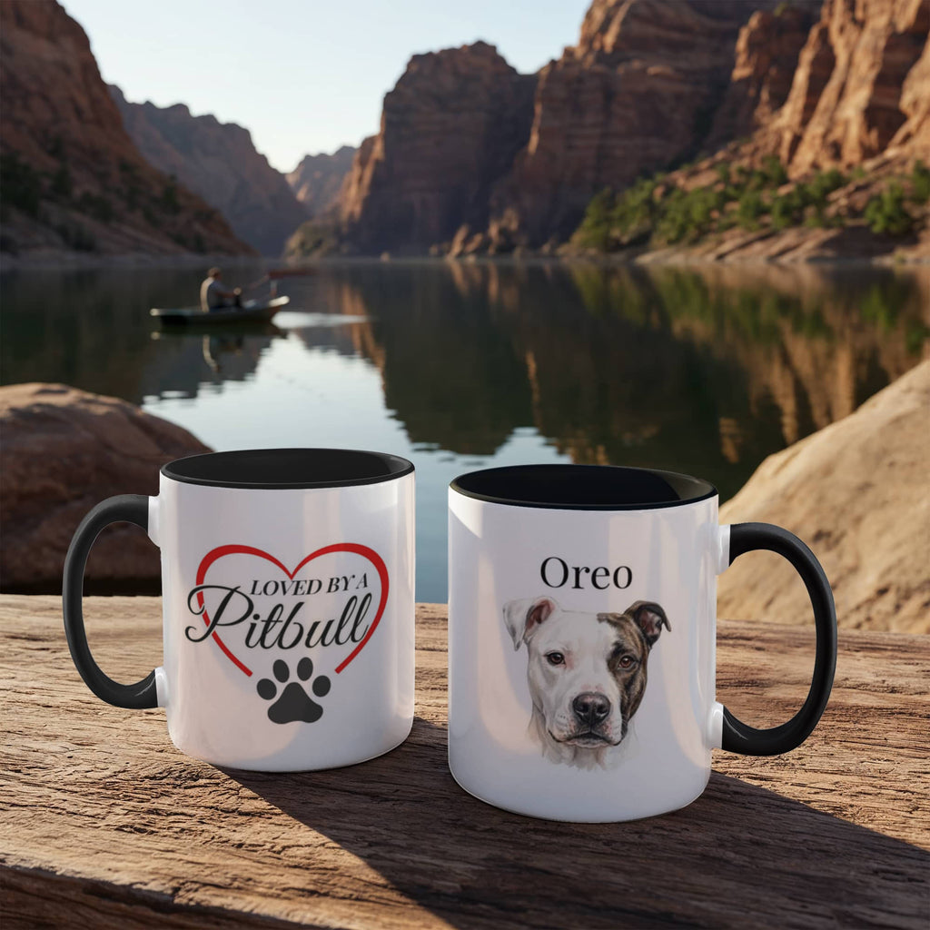"Loved by a Pitbull" Water Color  Pet Portrait Coffee Mug