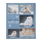 Personalized Multi-Cat Photo Blanket - Custom Cat Collage Fleece Blanket - 2-5 Cats Names & Photos
