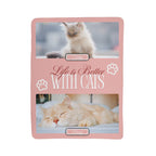 Pink photo album with cat-themed design featuring two cats and text 'Life is Better With Cats'.
