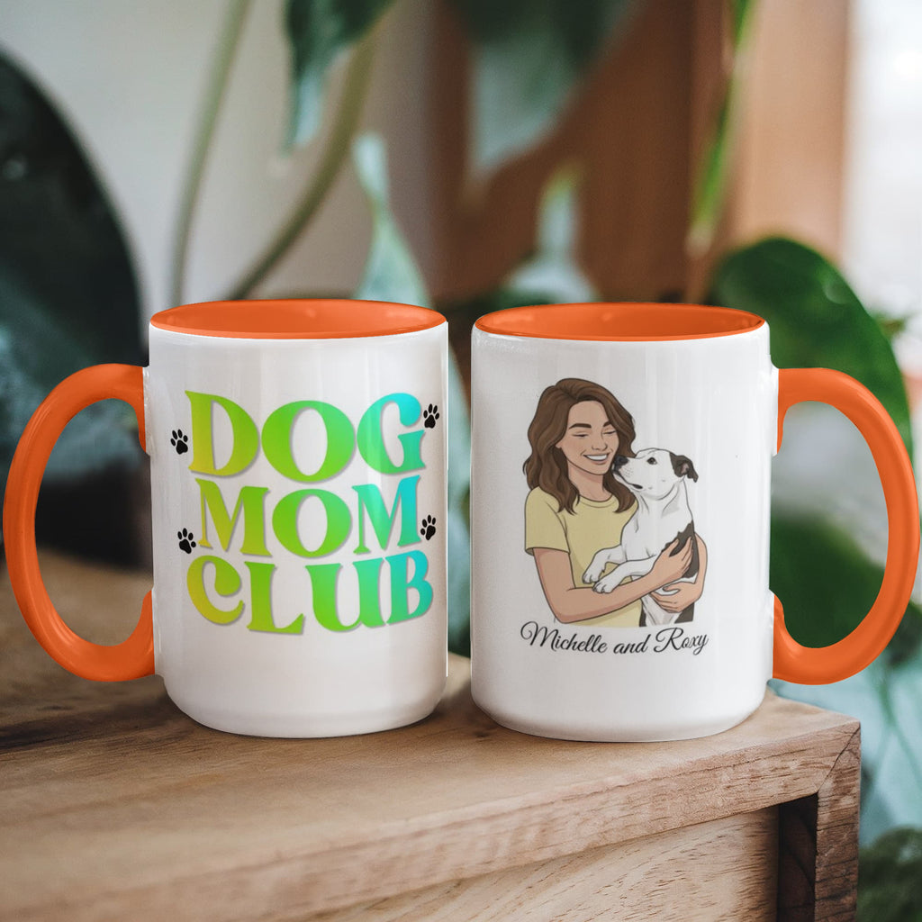 Retro Dog Mom Club Coffee Mug – Mom & Dog Illustration