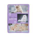 Purple card with images of cats and text 'Life is Better With Cats' on a white background