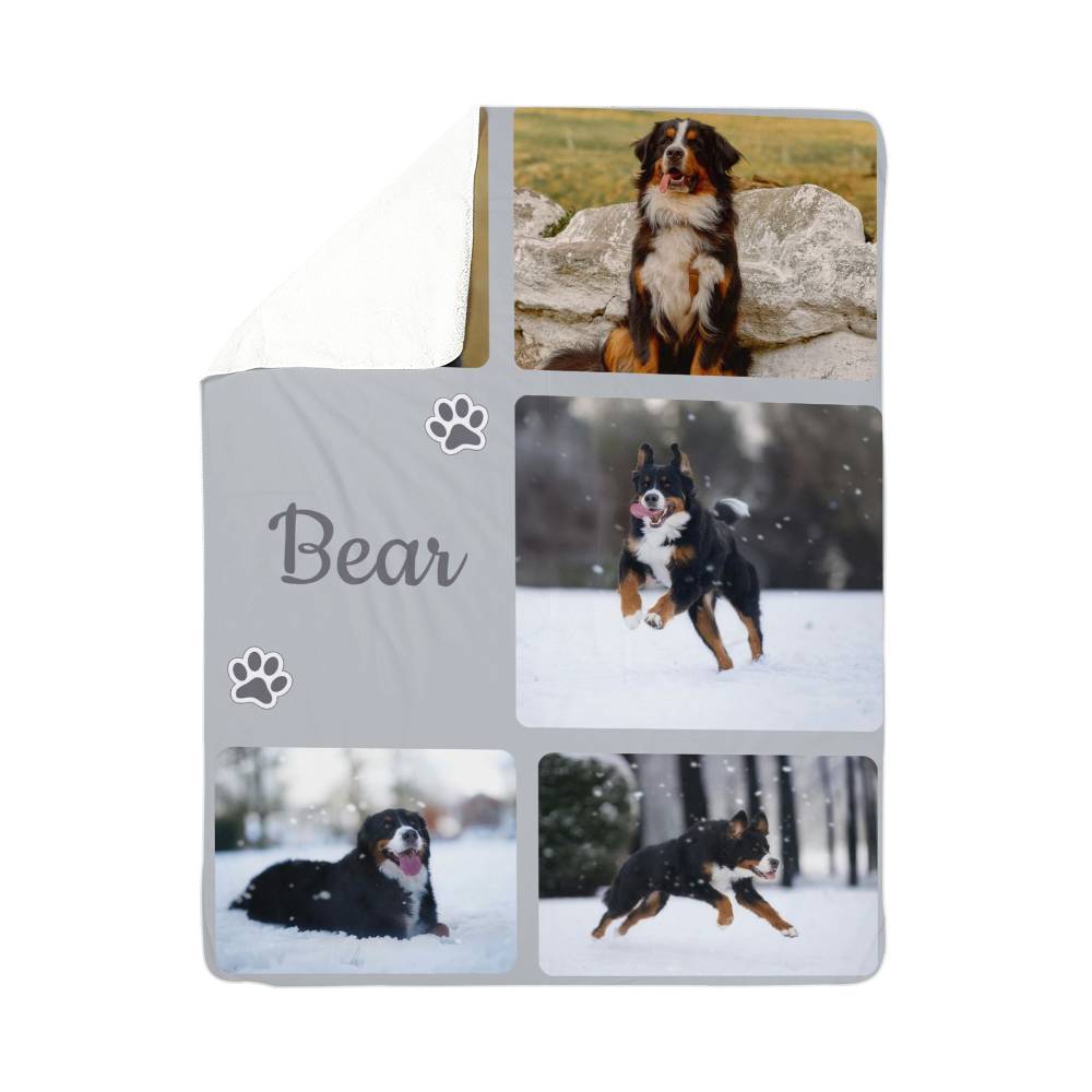 🐾  Personalized Photo Collage Blanket five photos - sherpa blanket