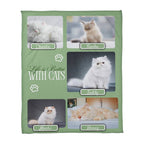 Personalized Multi-Cat Photo Blanket - Custom Cat Collage Fleece Blanket - 2-5 Cats Names & Photos