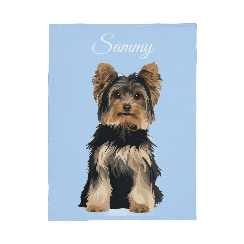 Custom AI Pet Portrait Fleece Blanket - Personalized Dog Photo Blanket