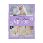 Personalized Multi-Cat Photo Blanket - Custom Cat Collage Fleece Blanket - 2-5 Cats Names & Photos