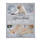 Personalized Multi-Cat Photo Blanket - Custom Cat Collage Fleece Blanket - 2-5 Cats Names & Photos