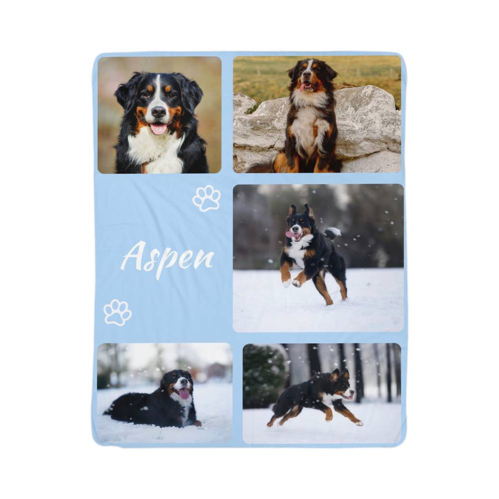 🐾  Personalized Photo Collage Blanket five photos - sherpa blanket