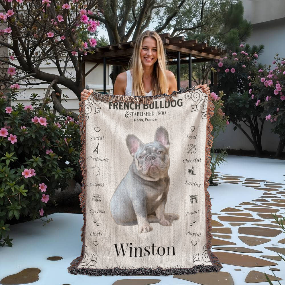 🐾 My Little Buddie Heirloom Woven Blanket – French Bulldog Edition - Doodle