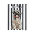 Custom AI Pet Portrait Sherpa Blanket with Striped Background - Personalized Dog Photo Blanket