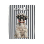Custom AI Pet Portrait Sherpa Blanket with Striped Background - Personalized Dog Photo Blanket