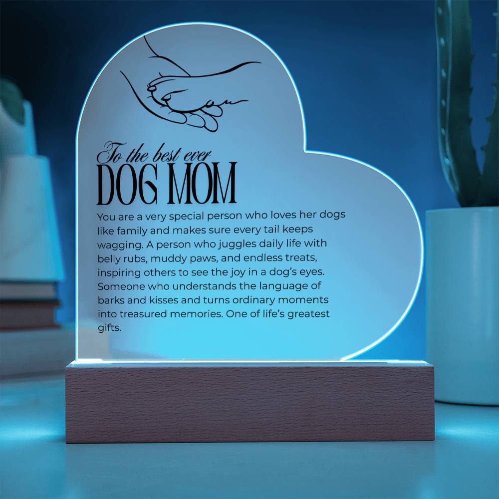 🐾To the Best Dog Mom -Acrylic Heart Plaque